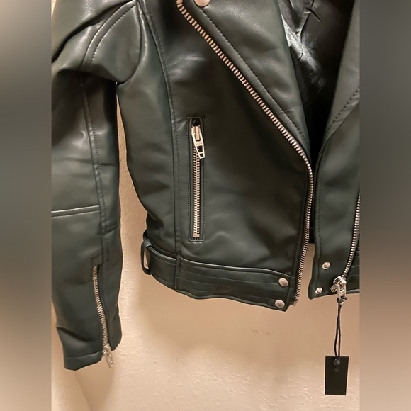 BLANK NYC Green Faux Leather Moto Jacket NEW - Picture 8 of 13